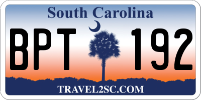 SC license plate BPT192