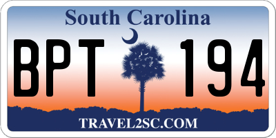 SC license plate BPT194
