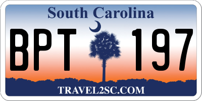 SC license plate BPT197