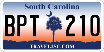 SC license plate BPT210