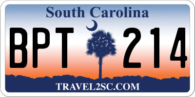 SC license plate BPT214
