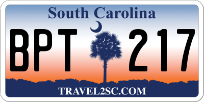SC license plate BPT217