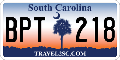 SC license plate BPT218