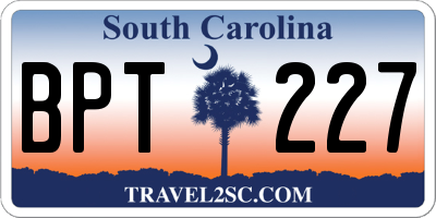 SC license plate BPT227