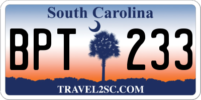 SC license plate BPT233