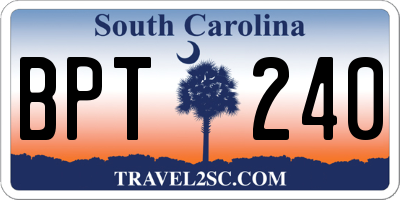 SC license plate BPT240