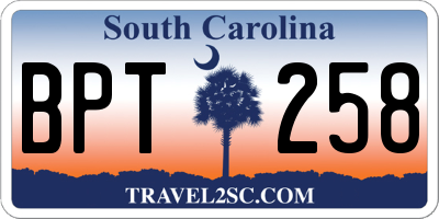 SC license plate BPT258