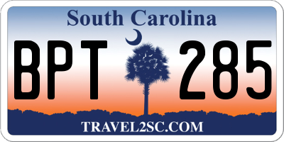 SC license plate BPT285