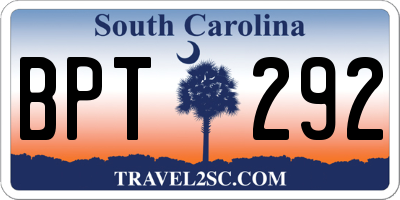 SC license plate BPT292