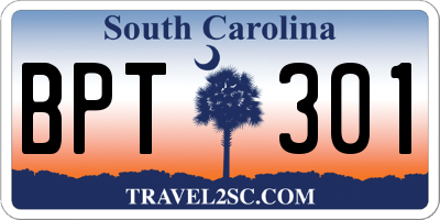 SC license plate BPT301