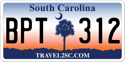 SC license plate BPT312