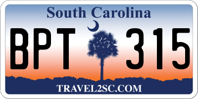 SC license plate BPT315
