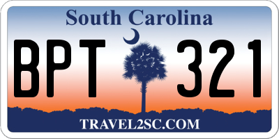 SC license plate BPT321
