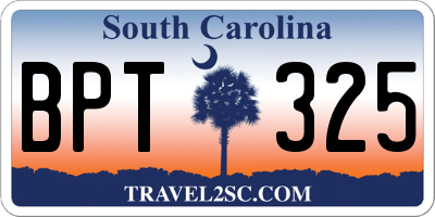 SC license plate BPT325