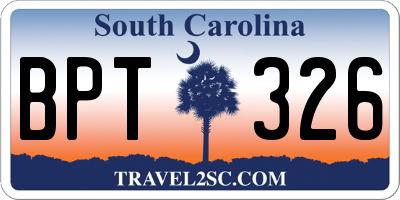 SC license plate BPT326