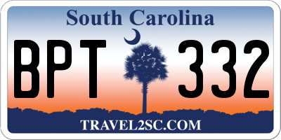 SC license plate BPT332