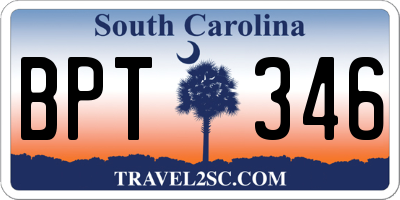SC license plate BPT346