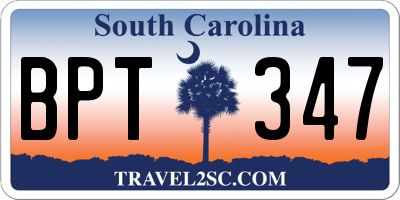 SC license plate BPT347
