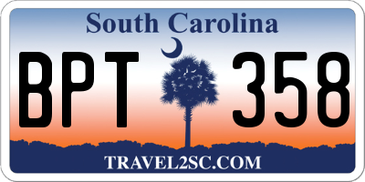 SC license plate BPT358