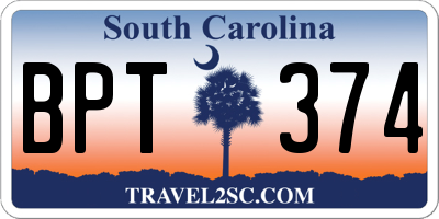 SC license plate BPT374