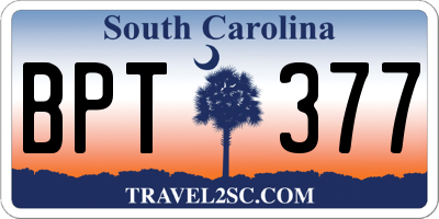 SC license plate BPT377