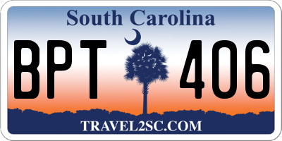 SC license plate BPT406