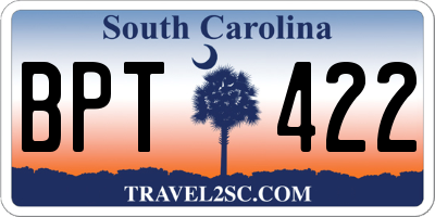 SC license plate BPT422