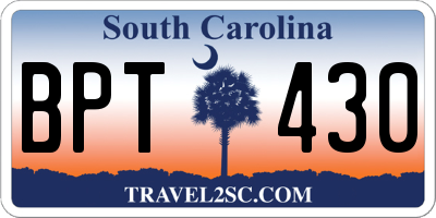 SC license plate BPT430
