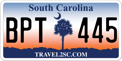 SC license plate BPT445