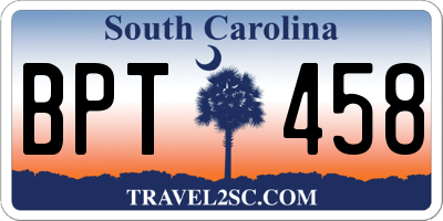 SC license plate BPT458
