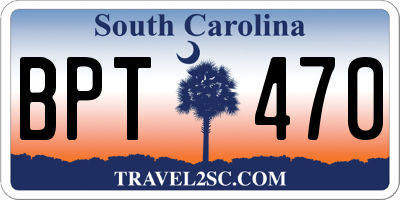 SC license plate BPT470