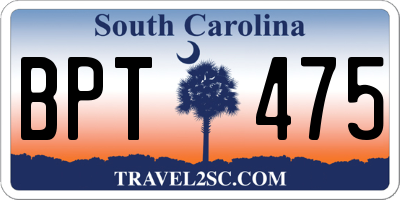 SC license plate BPT475