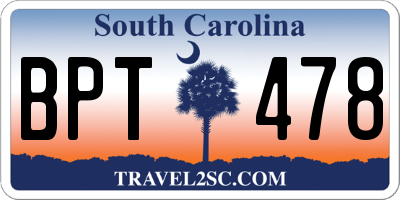 SC license plate BPT478