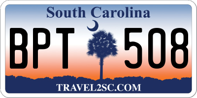 SC license plate BPT508