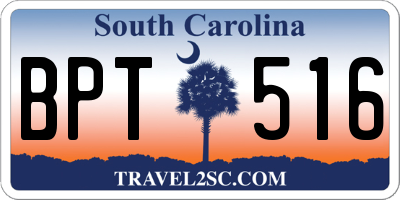 SC license plate BPT516