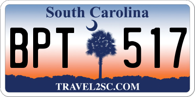 SC license plate BPT517