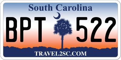 SC license plate BPT522