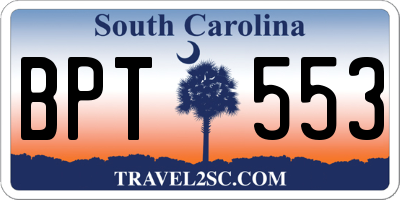 SC license plate BPT553