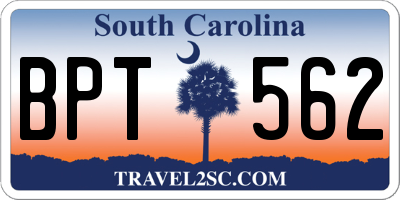 SC license plate BPT562