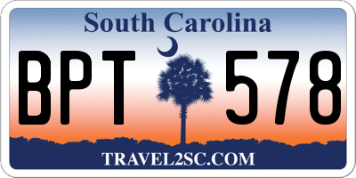 SC license plate BPT578