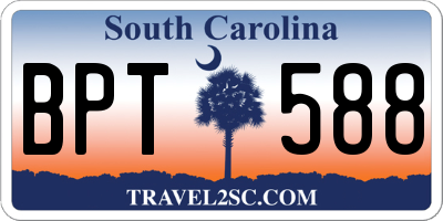 SC license plate BPT588
