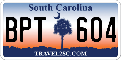 SC license plate BPT604