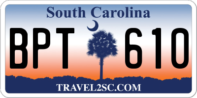 SC license plate BPT610