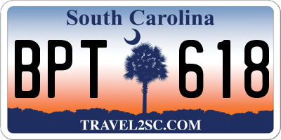 SC license plate BPT618