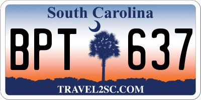 SC license plate BPT637