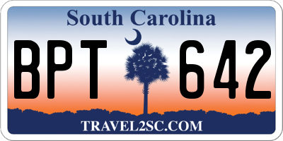 SC license plate BPT642