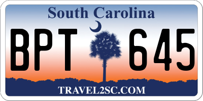 SC license plate BPT645