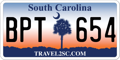 SC license plate BPT654
