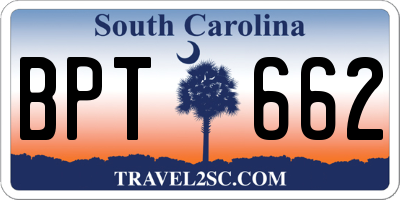 SC license plate BPT662