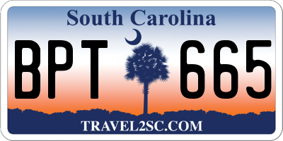 SC license plate BPT665